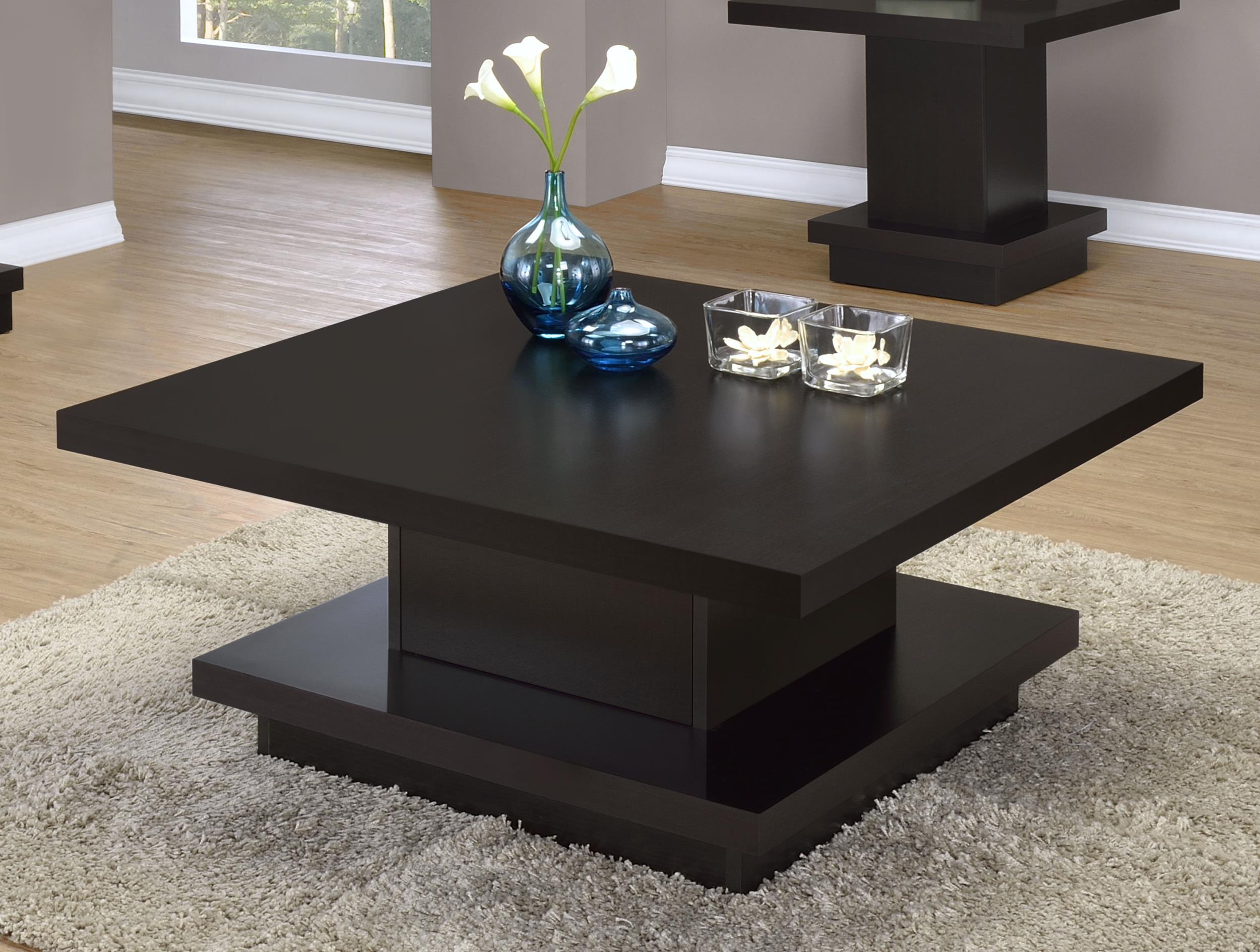 Reston Square Engineered Wood Coffee Table with Casters Cappuccino