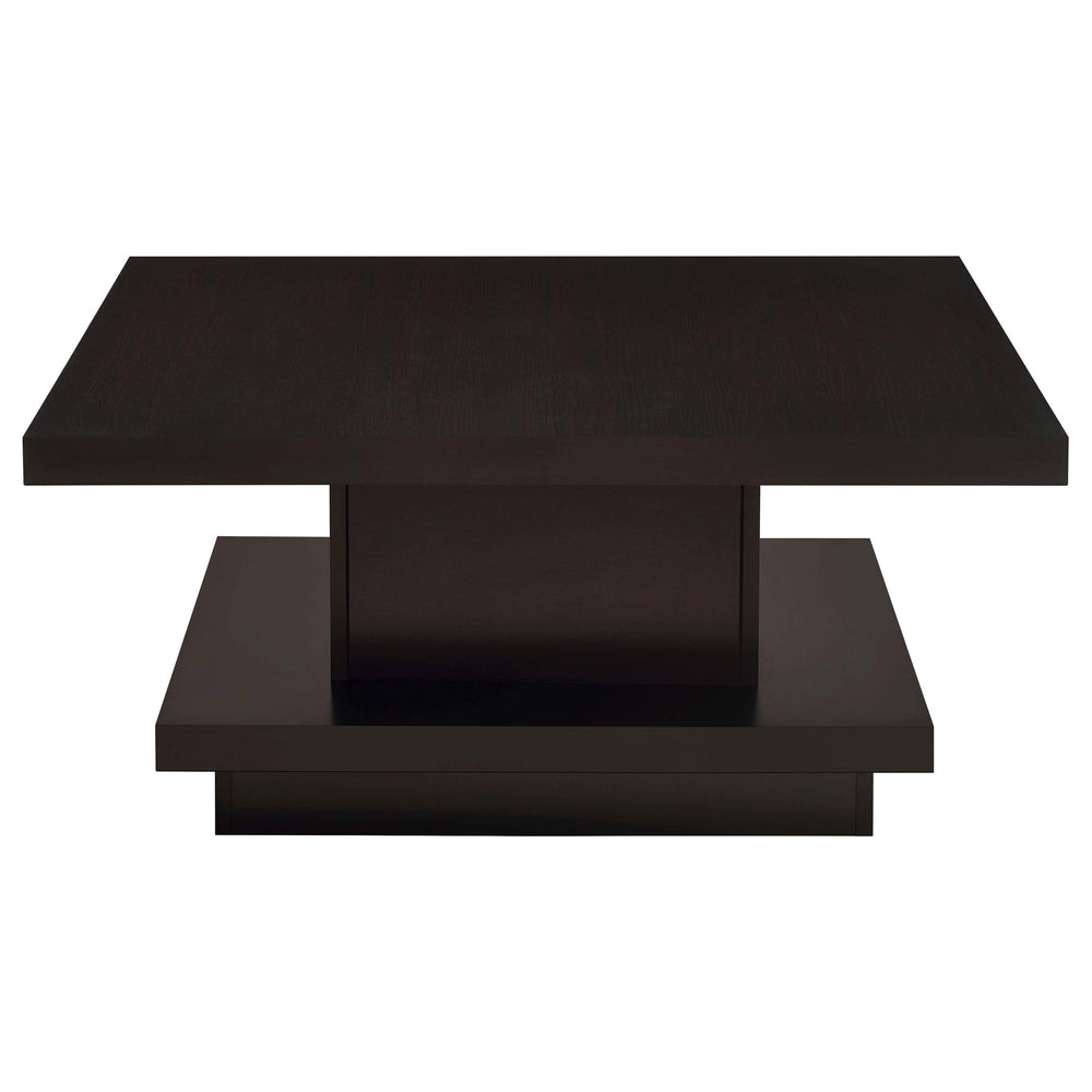 Mesa de centro cuadrada Reston de madera de ingeniería con ruedas, color capuchino