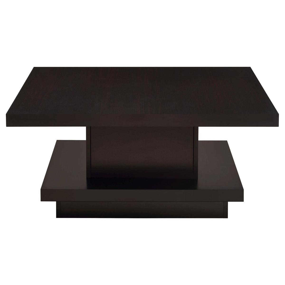 Mesa de centro cuadrada Reston de madera de ingeniería con ruedas, color capuchino
