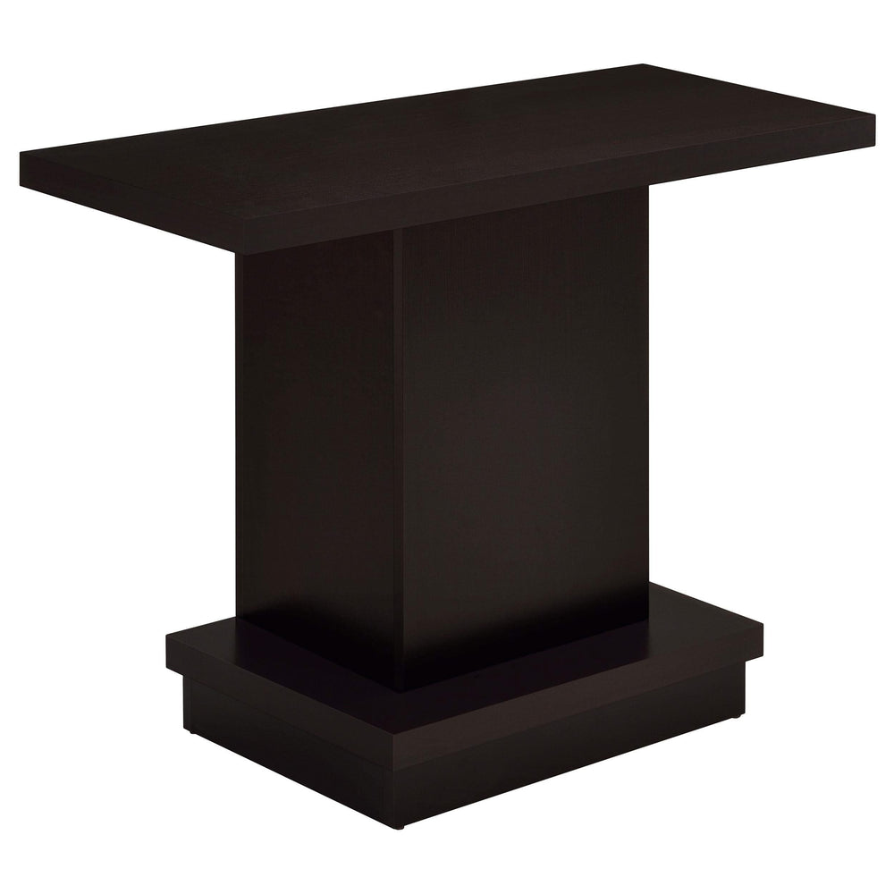 Mesa consola con pedestal de madera de ingeniería Reston, color capuchino