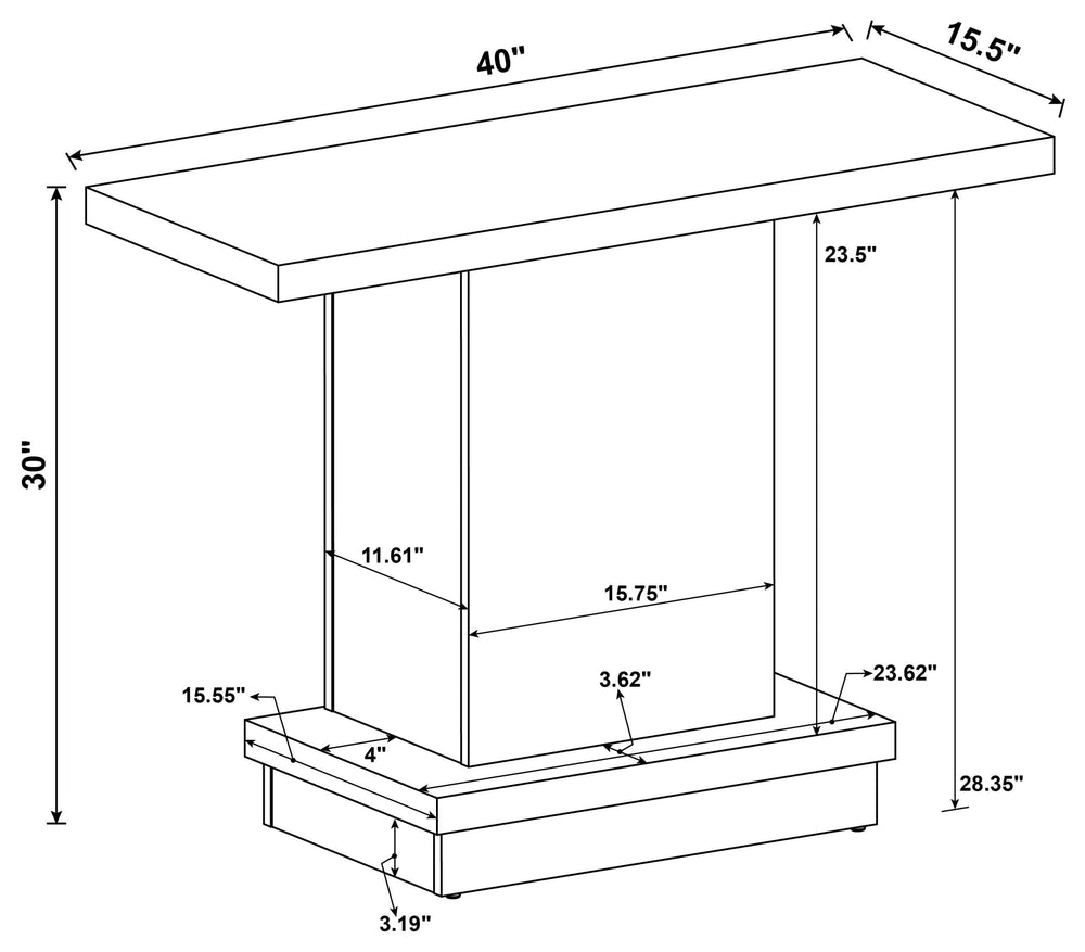 Mesa consola con pedestal de madera de ingeniería Reston, color capuchino