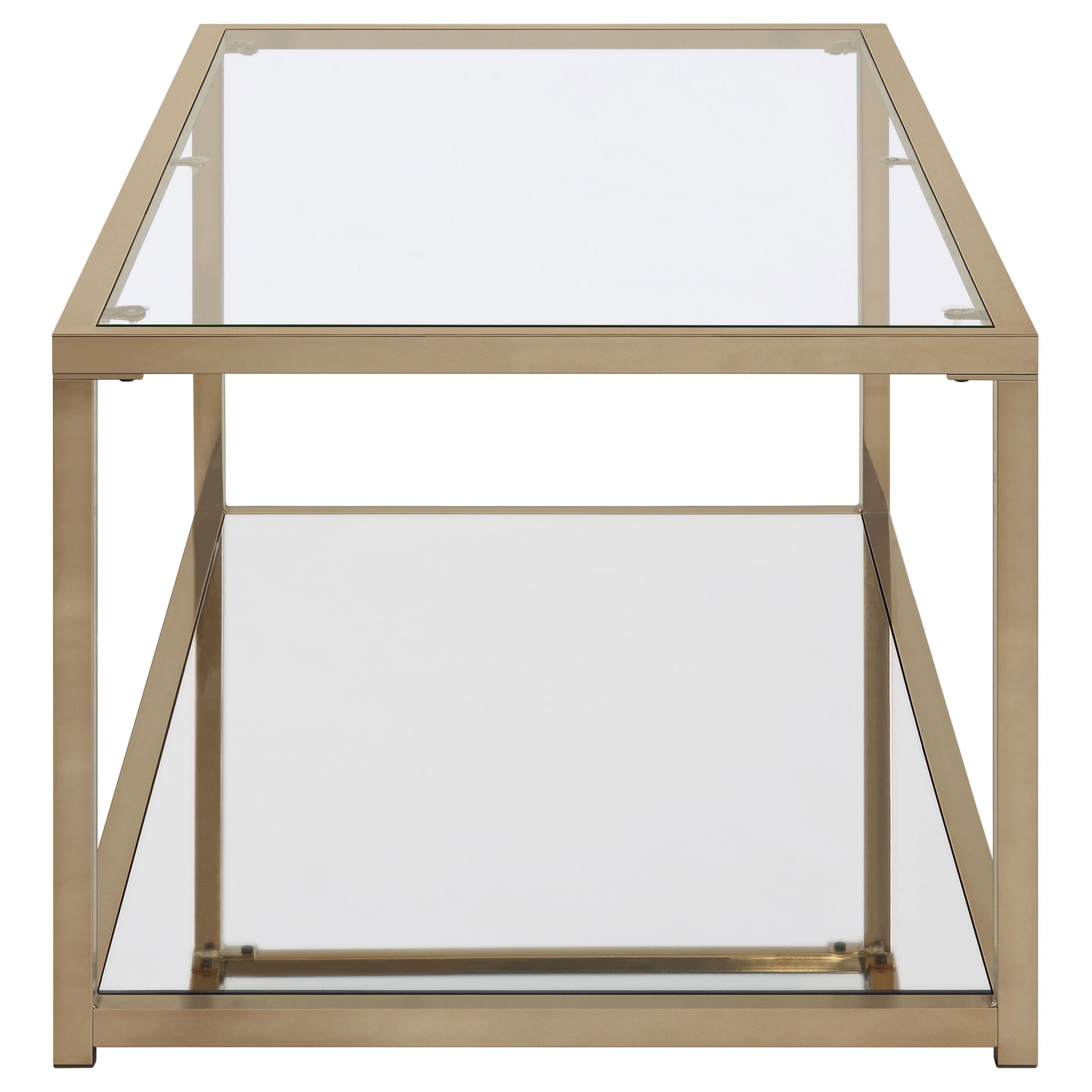 Cora Glass Top Coffee Table Mirrored Shelf Chocolate Chrome