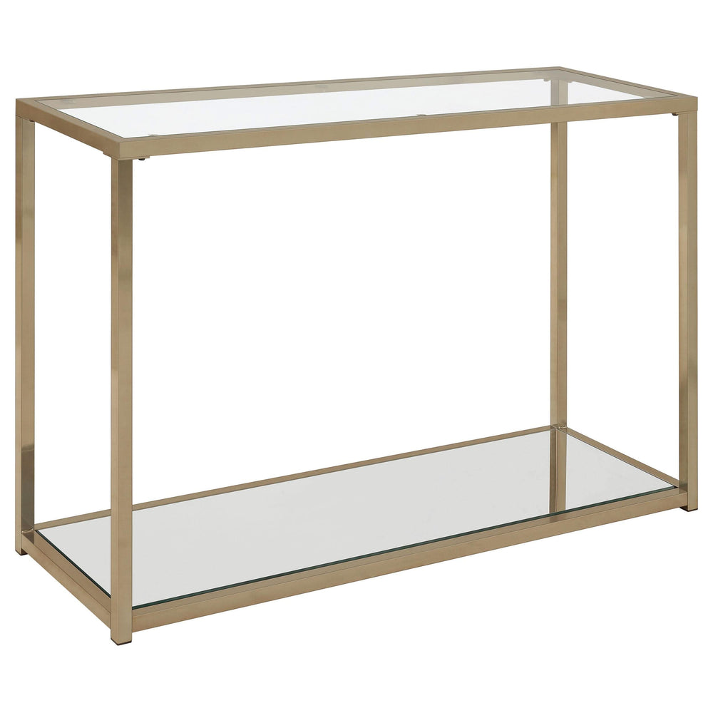 Consola de entrada Cora con tapa de vidrio y cromo chocolate
