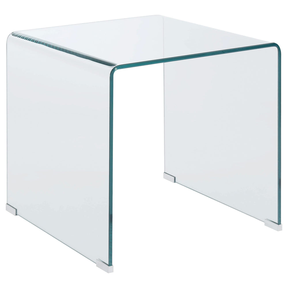 Mesa auxiliar cuadrada Ripley de vidrio templado curvado transparente