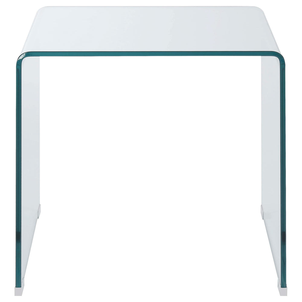 Mesa auxiliar cuadrada Ripley de vidrio templado curvado transparente