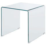 Mesa auxiliar cuadrada Ripley de vidrio templado curvado transparente