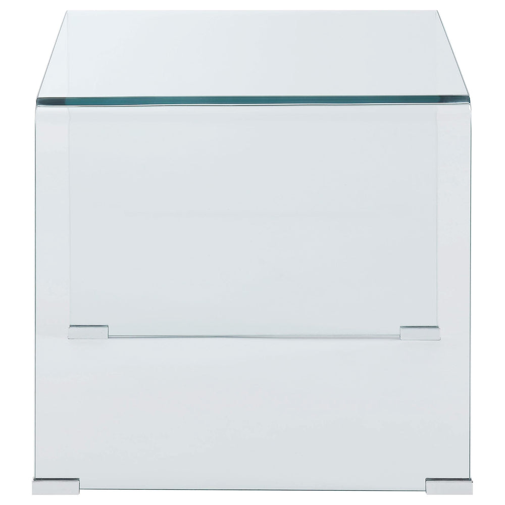 Mesa auxiliar cuadrada Ripley de vidrio templado curvado transparente
