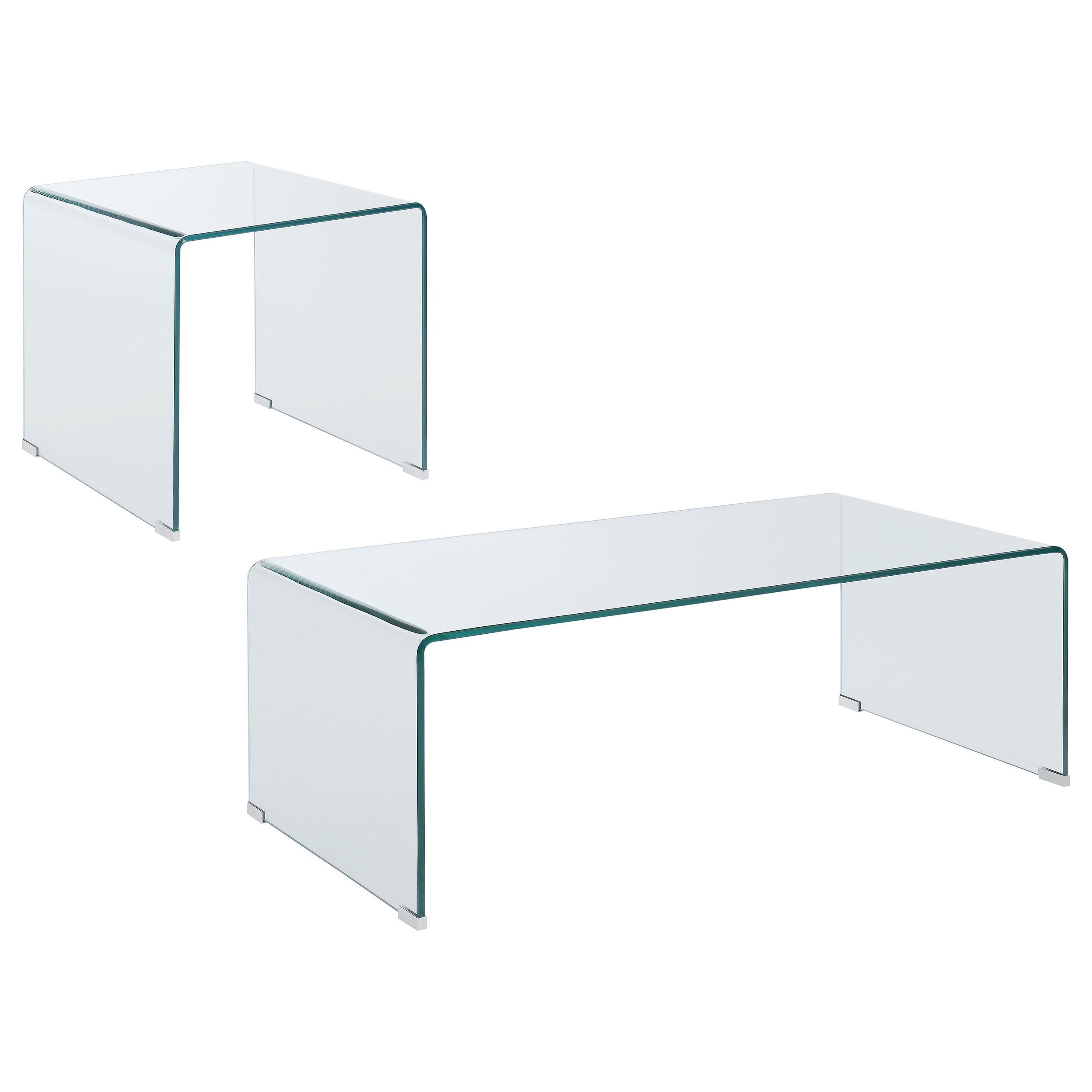 Ripley 2-piece Bent Glass Coffee and End Table Set Clear