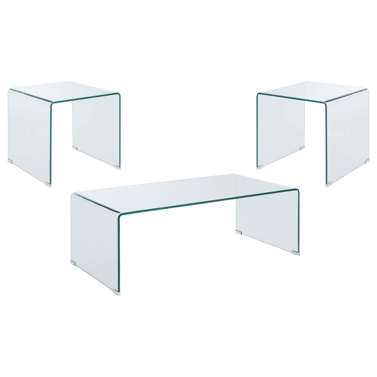 Ripley 3-piece Bent Glass Coffee and End Table Set Clear
