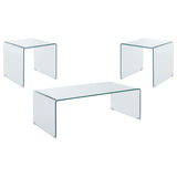 Ripley 3-piece Bent Glass Coffee and End Table Set Clear