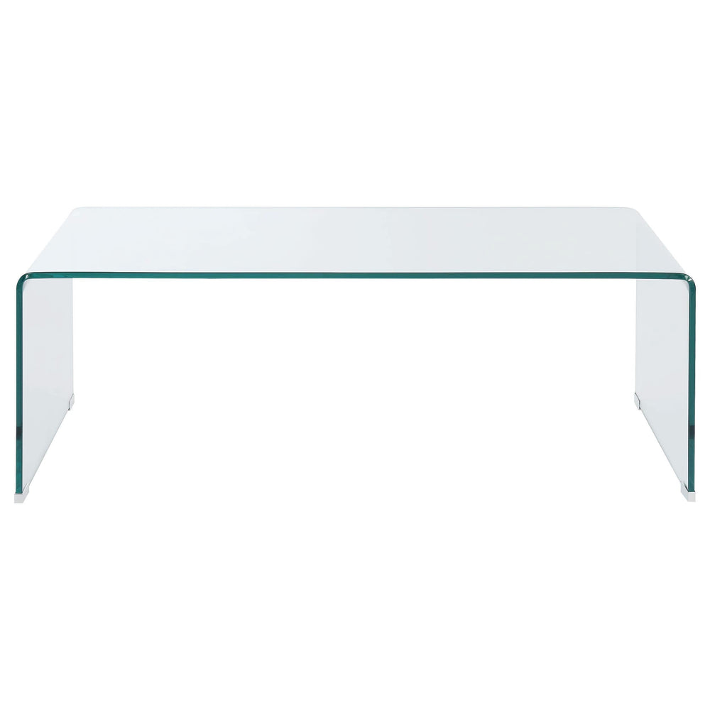 Mesa de centro rectangular Ripley de vidrio templado curvado transparente