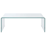 Mesa de centro rectangular Ripley de vidrio templado curvado transparente