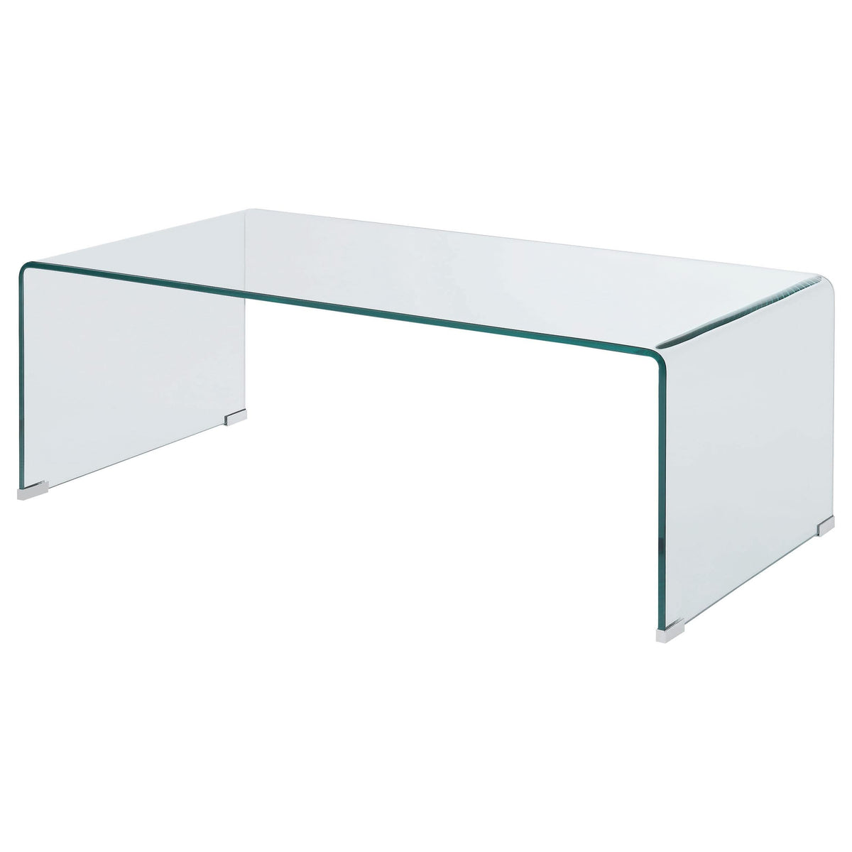 Mesa de centro rectangular Ripley de vidrio templado curvado transparente