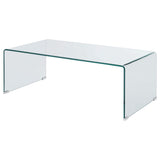 Mesa de centro rectangular Ripley de vidrio templado curvado transparente