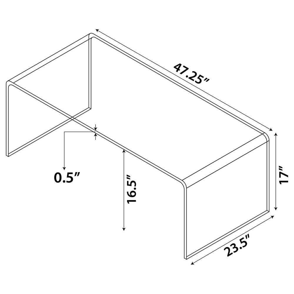 Mesa de centro rectangular Ripley de vidrio templado curvado transparente