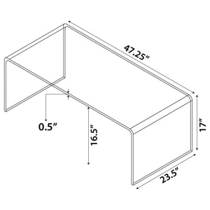 Mesa de centro rectangular Ripley de vidrio templado curvado transparente