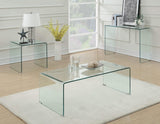 Mesa de centro rectangular Ripley de vidrio templado curvado transparente