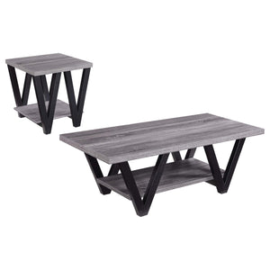 Juego de mesa de centro y auxiliar rectangular de 2 piezas Stevens, gris