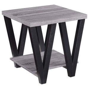 Juego de mesa de centro y auxiliar rectangular de 2 piezas Stevens, gris