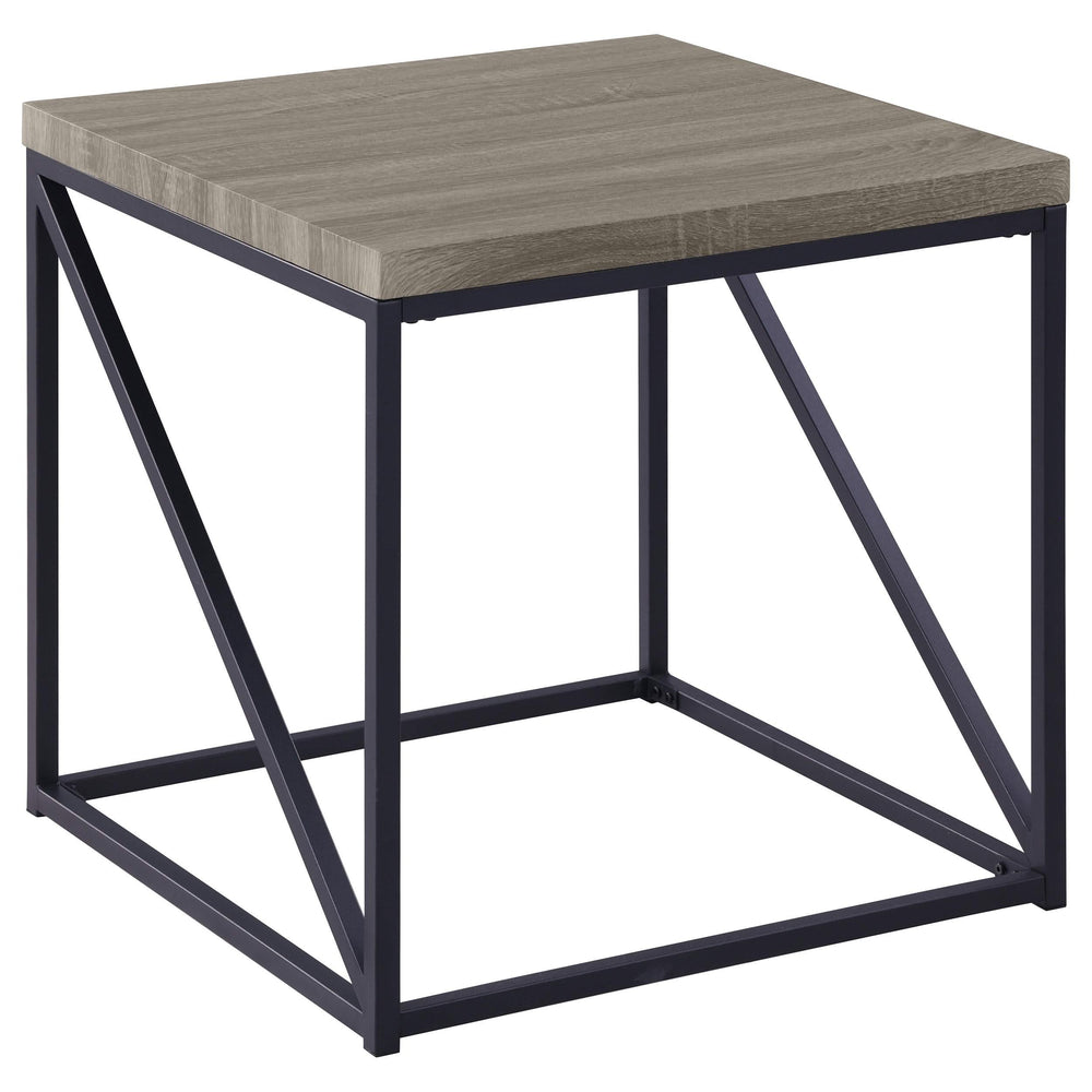 Mesa auxiliar cuadrada Birdie de madera de ingeniería, color gris Sonoma