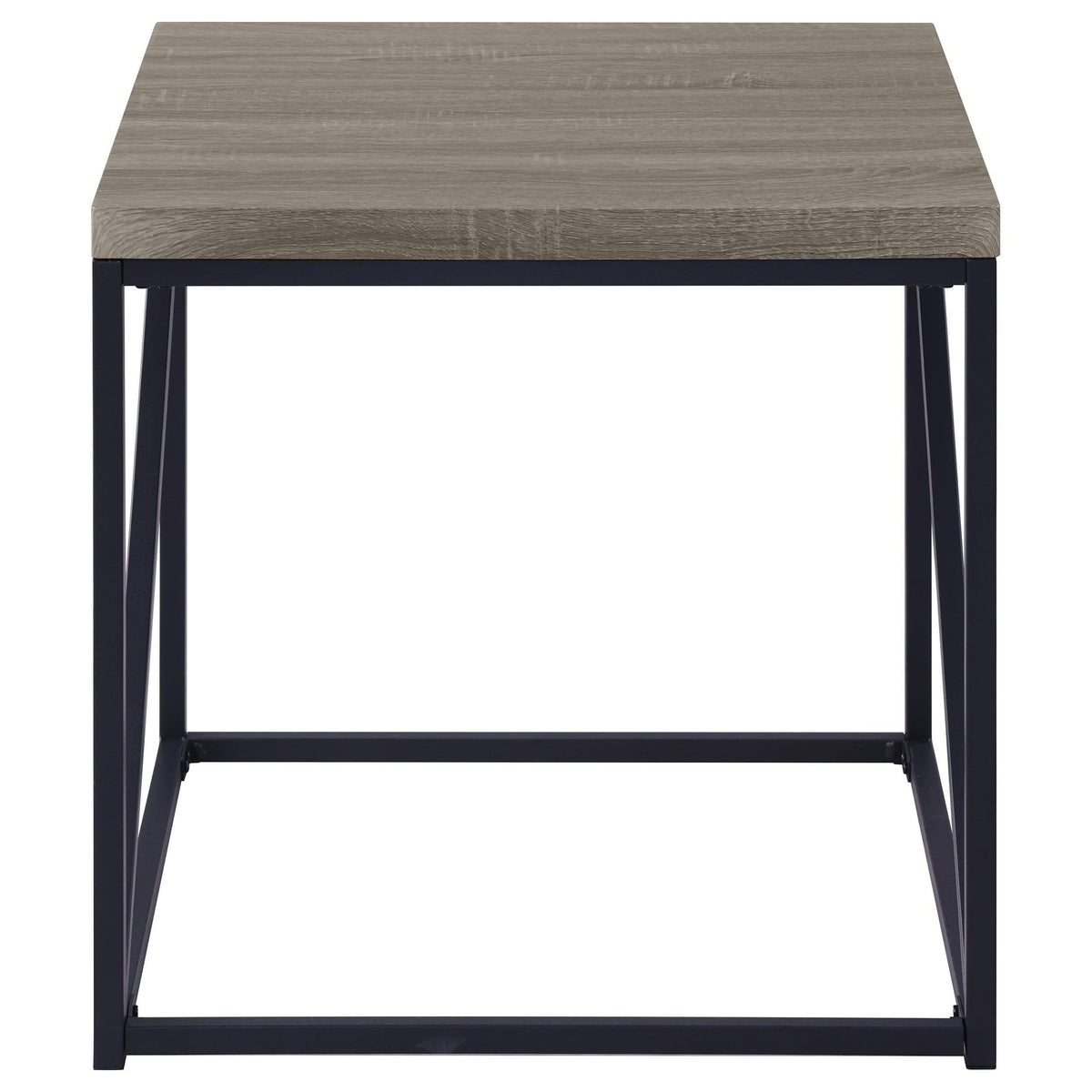 Mesa auxiliar cuadrada Birdie de madera de ingeniería, color gris Sonoma