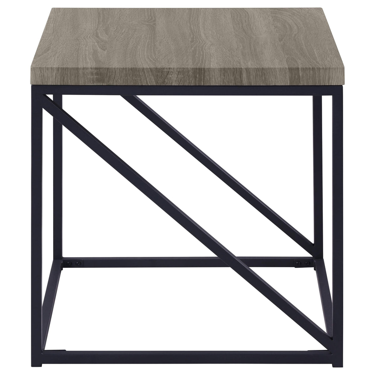 Mesa auxiliar cuadrada Birdie de madera de ingeniería, color gris Sonoma
