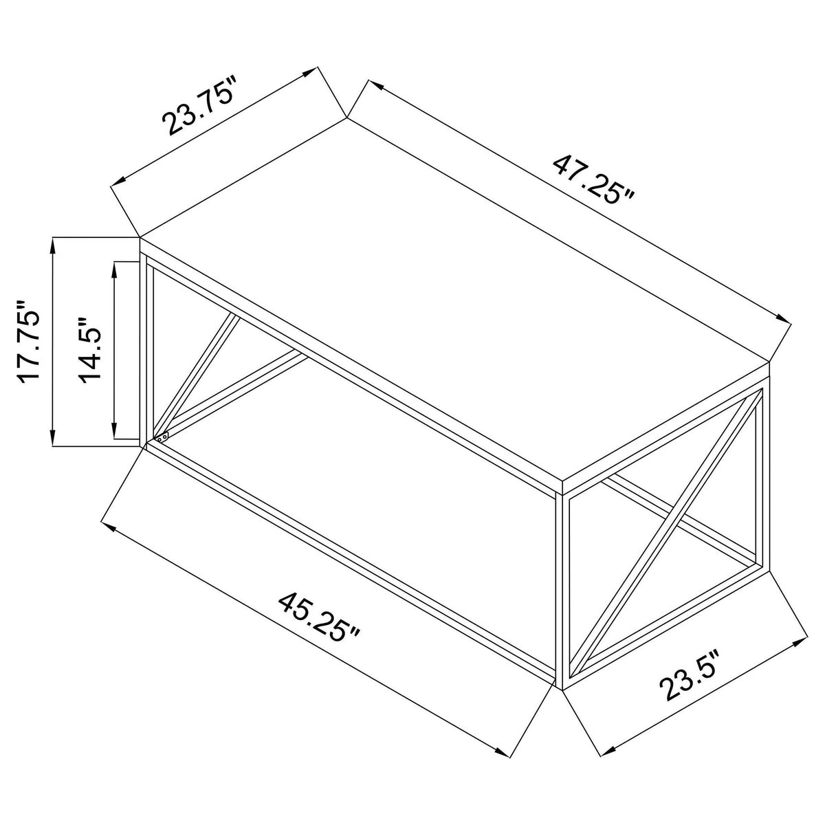 Mesa de centro rectangular Birdie de madera de ingeniería, color gris Sonoma