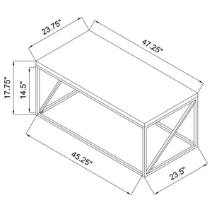 Mesa de centro rectangular Birdie de madera de ingeniería, color gris Sonoma