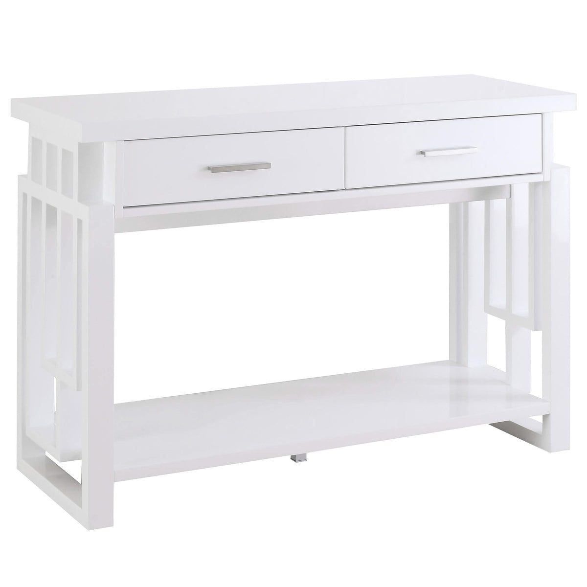 Consola de entrada Schmitt con 2 cajones, blanco brillante