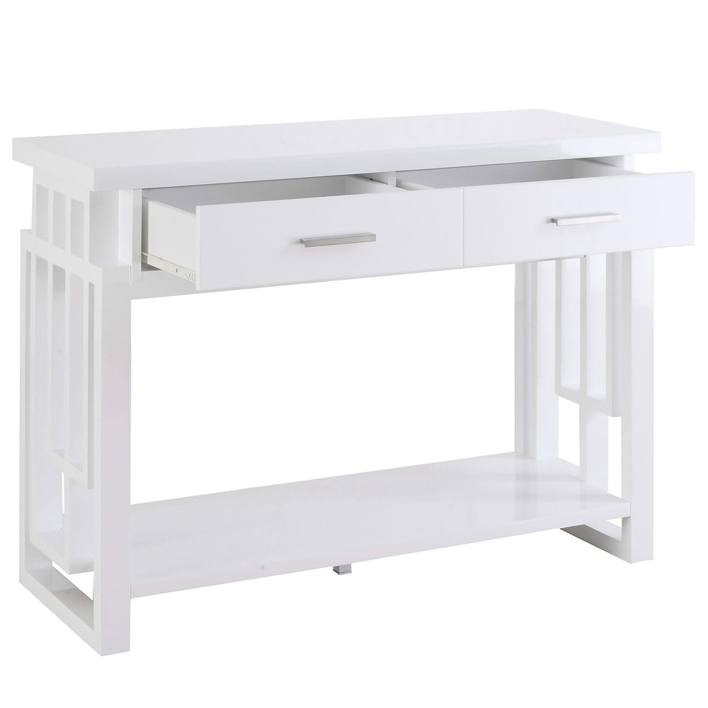 Consola de entrada Schmitt con 2 cajones, blanco brillante