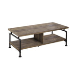 Mesa de centro con estantes Renton, roble rústico y negro