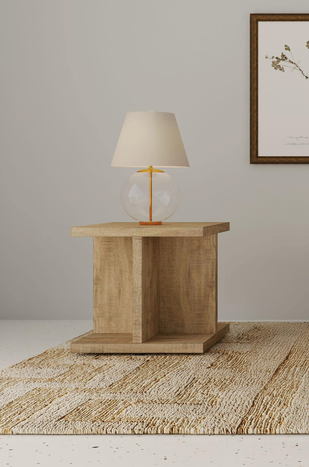 Mesa auxiliar cuadrada de madera de ingeniería Cortona de mango