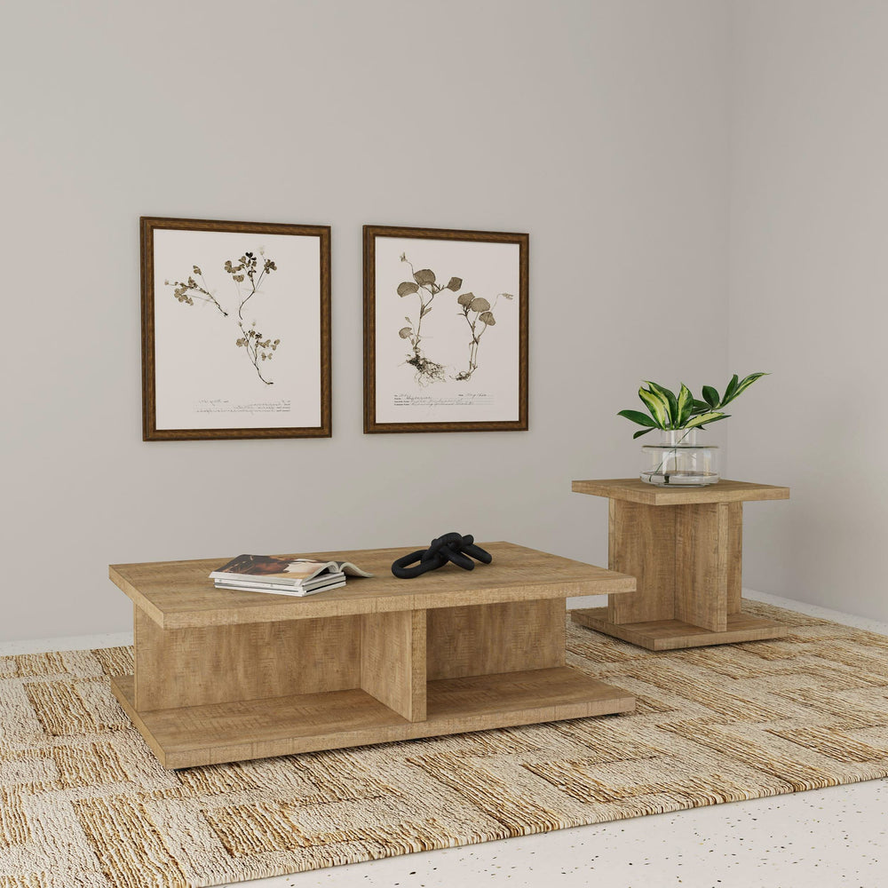 Mesa auxiliar cuadrada de madera de ingeniería Cortona de mango