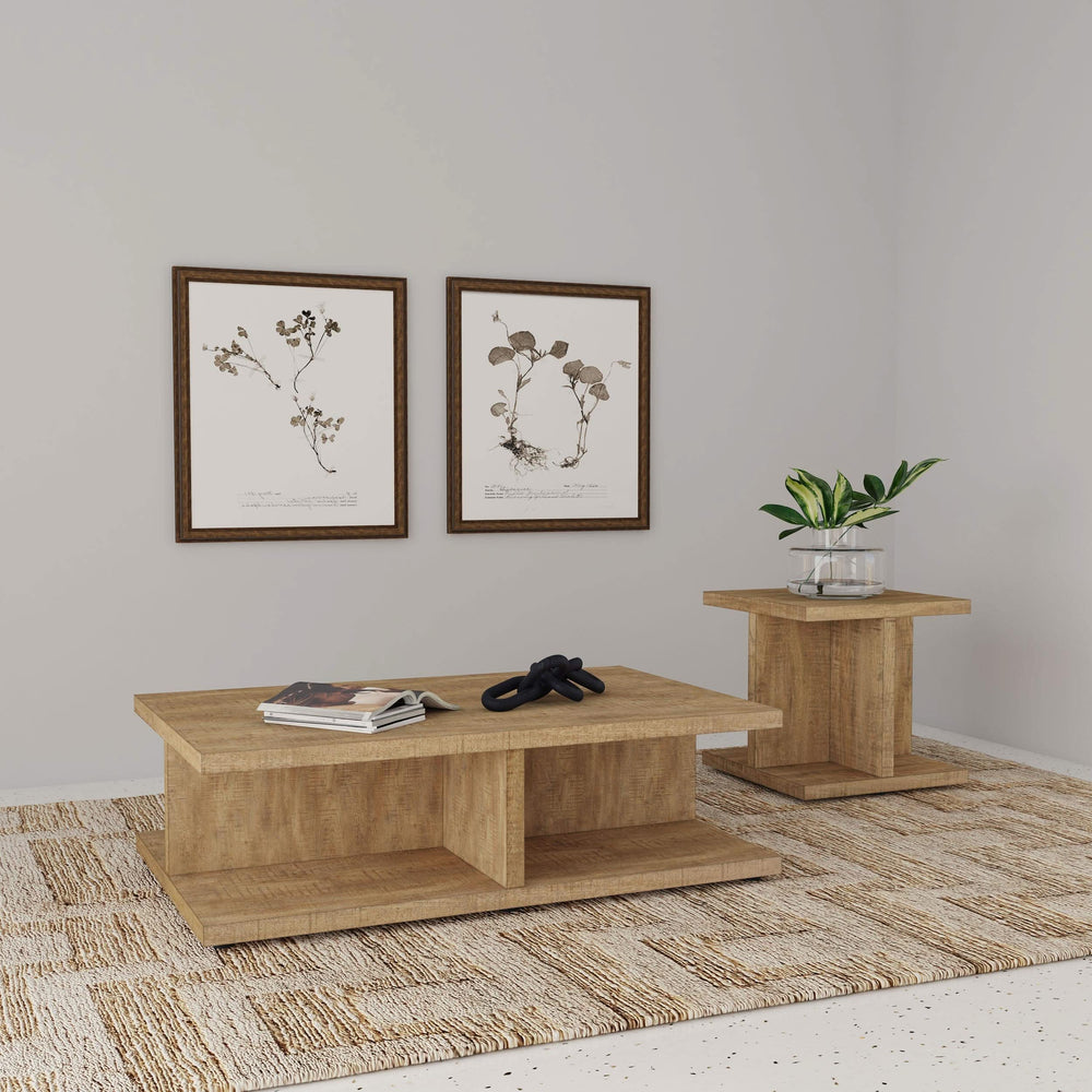 Mesa de centro cuadrada de madera de ingeniería Cortona, mango