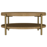Arini Round Coffee Table With Storage Shelf Sand Wash