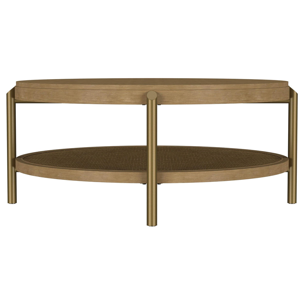 Arini Round Coffee Table With Storage Shelf Sand Wash