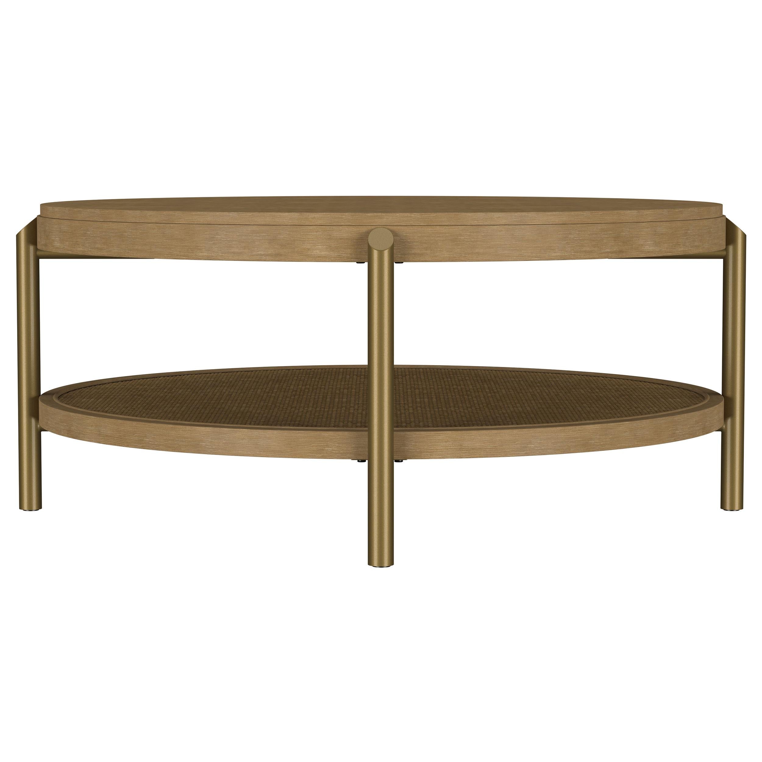 Arini Round Coffee Table With Storage Shelf Sand Wash