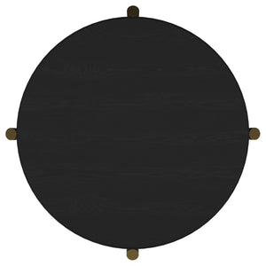 Arini Round End Side Table With Storage Shelf Black