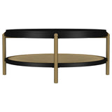 Arini Round Coffee Table With Storage Shelf Black