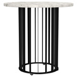 Mesa auxiliar redonda Haven con superficie de mármol blanco auténtico, color negro