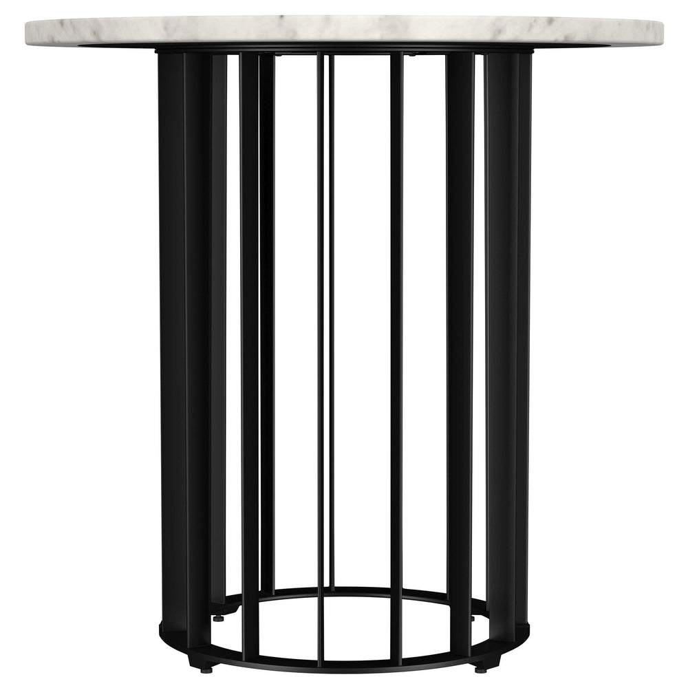 Mesa auxiliar redonda Haven con superficie de mármol blanco auténtico, color negro