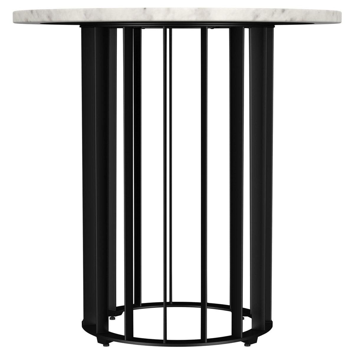 Mesa auxiliar redonda Haven con superficie de mármol blanco auténtico, color negro