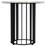 Mesa auxiliar redonda Haven con superficie de mármol blanco auténtico, color negro