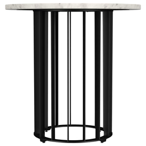 Mesa auxiliar redonda Haven con superficie de mármol blanco auténtico, color negro