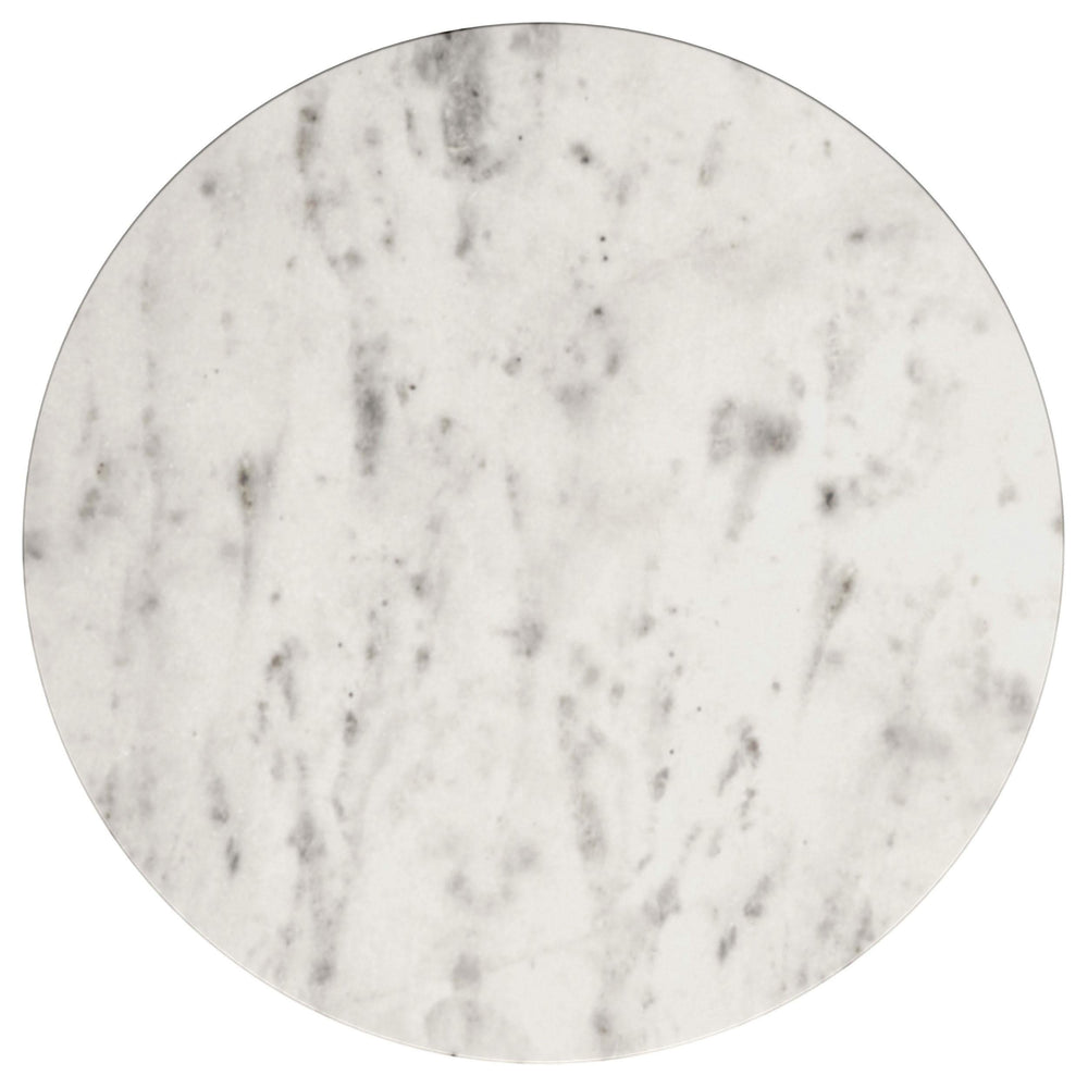Mesa auxiliar redonda Haven con superficie de mármol blanco auténtico, color negro