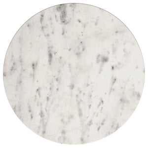 Mesa auxiliar redonda Haven con superficie de mármol blanco auténtico, color negro