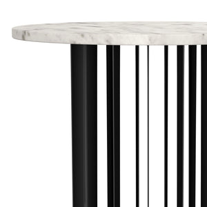 Mesa auxiliar redonda Haven con superficie de mármol blanco auténtico, color negro