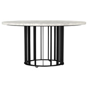 Haven Round Genuine White Marble Top Coffee Table Black