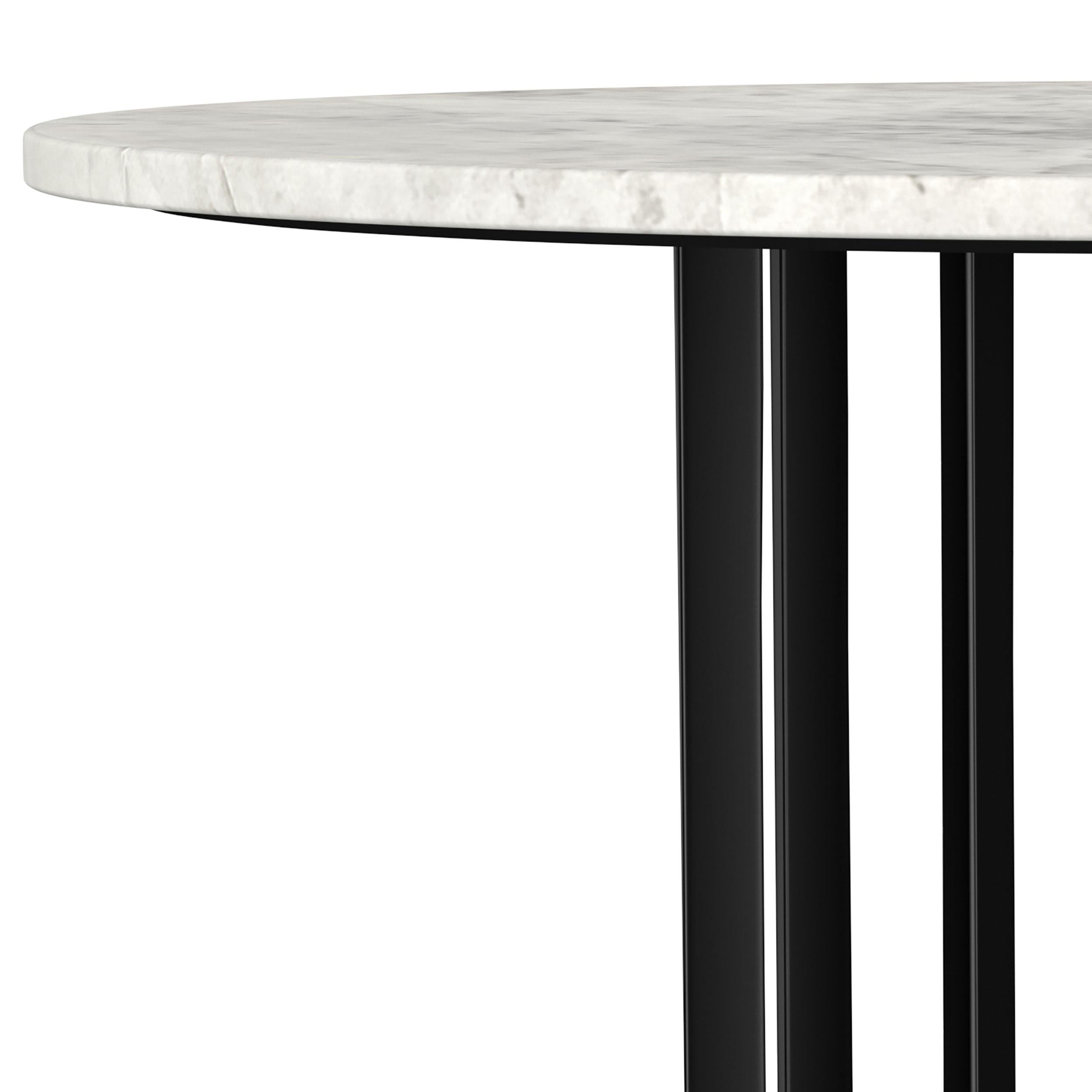Haven Round Genuine White Marble Top Coffee Table Black