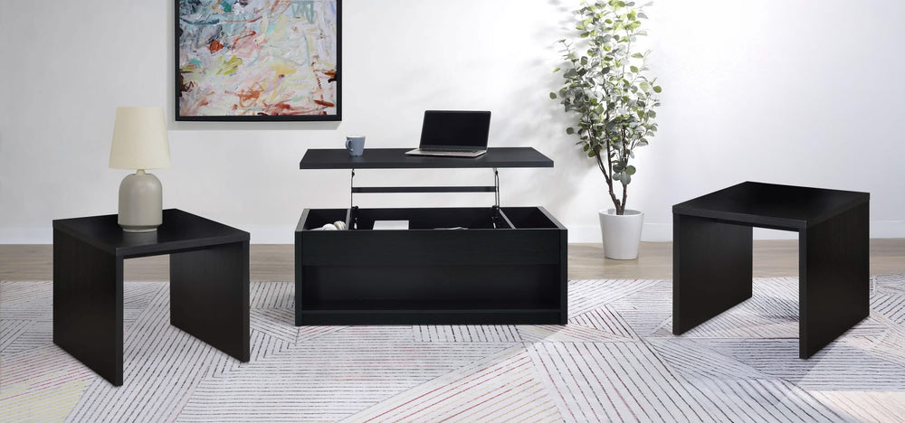 Juego de mesa de centro elevable de 3 piezas Knapp, color negro